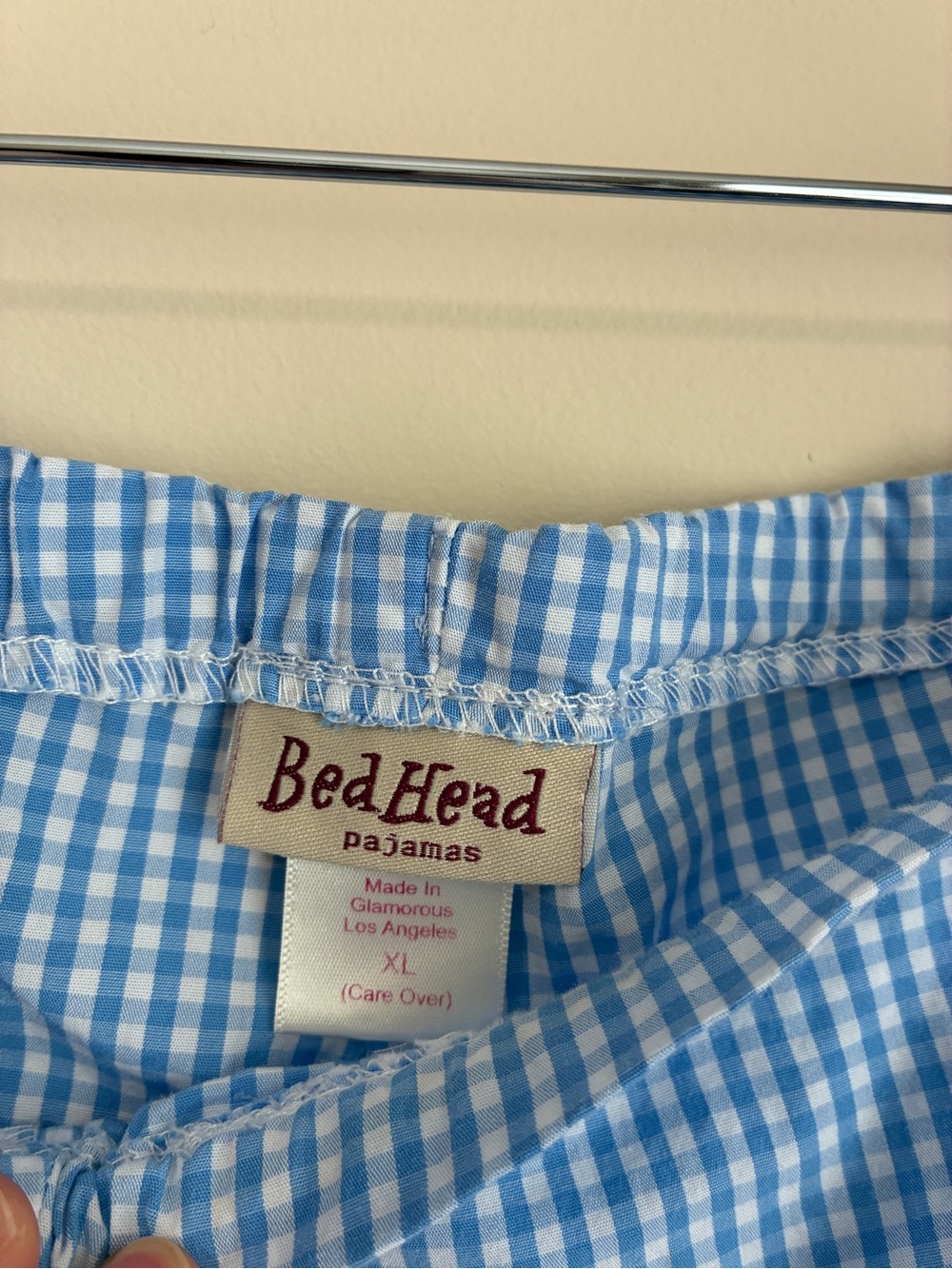BedHead Light Blue Gingham Drawstring Shorts - Picture 3 of 5